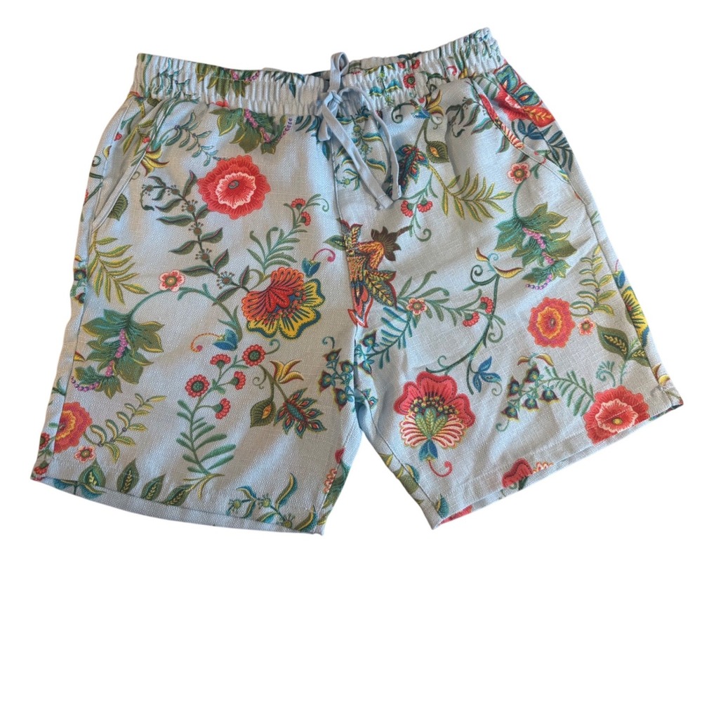 Malibu by Drill Clothing Co Mens XL Floral Camp Shirt and Shorts 2 Piece Blue - Picture 7 of 14